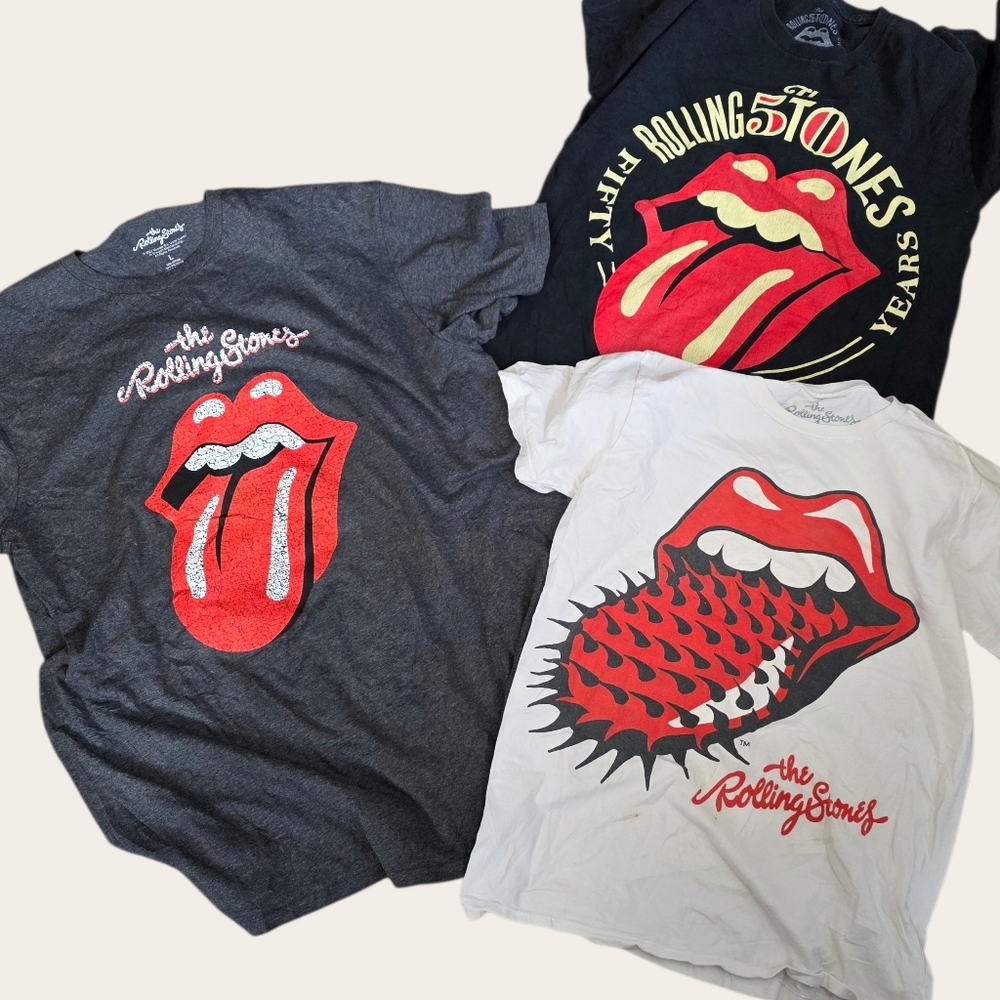 Rolling Stones T-Shirt Trio - Black, Gray, White-S/M/L